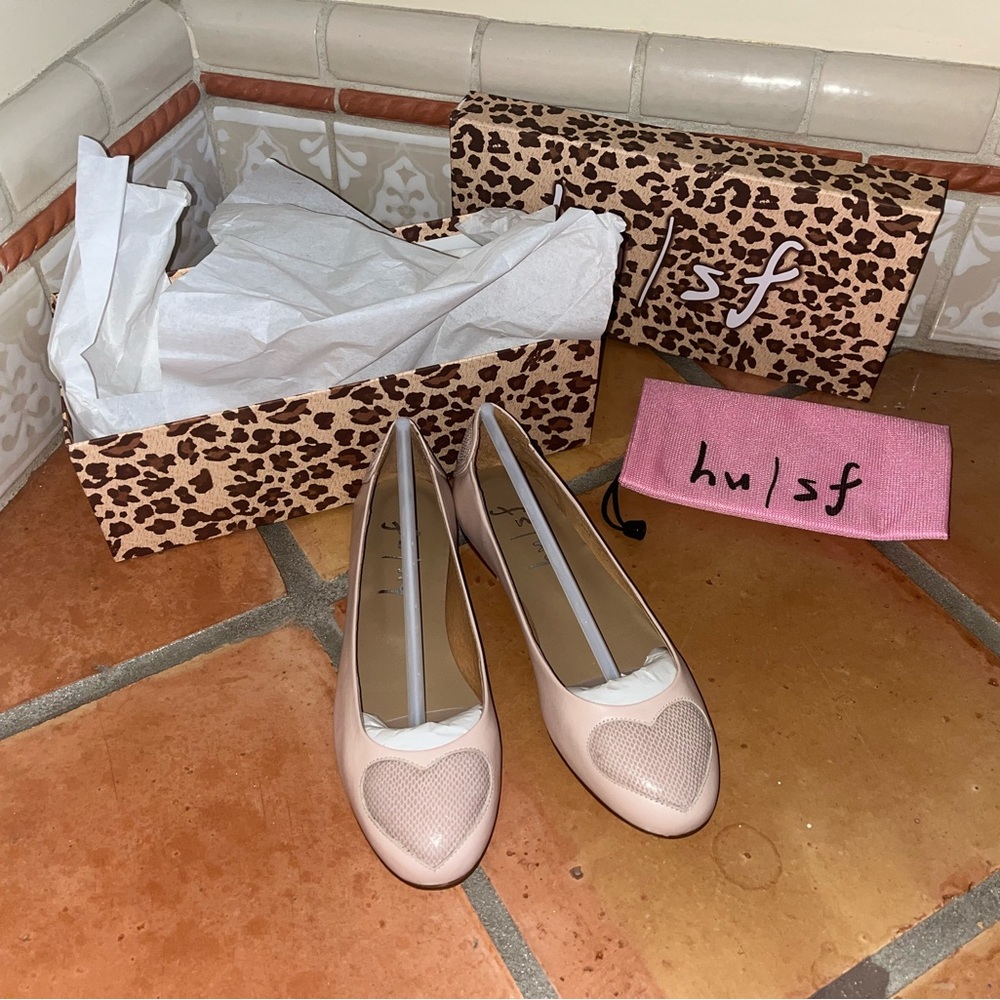 Fs/ny Light Pink Heart Flats Made in Spain Designer